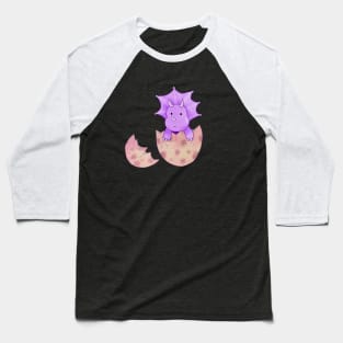 Cute baby dinosaur triceratops hatching from an egg Baseball T-Shirt